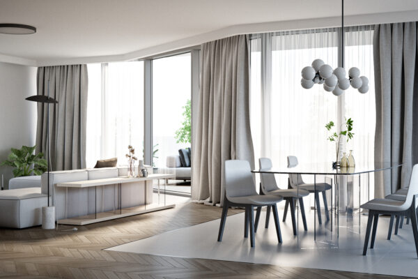 Rheinblick Krefeld Wohngebäude - Architekturkonzept und Architekturvisualisierung von Formgrafik - Interieurdesign